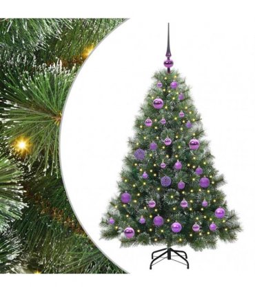 vidaXL Artificial Hinged Christmas Tree Green and white 120 cm