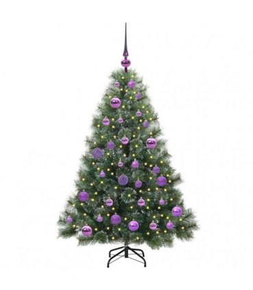 vidaXL Artificial Hinged Christmas Tree Green and white 120 cm