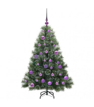 vidaXL Artificial Hinged Christmas Tree Green and white 120 cm