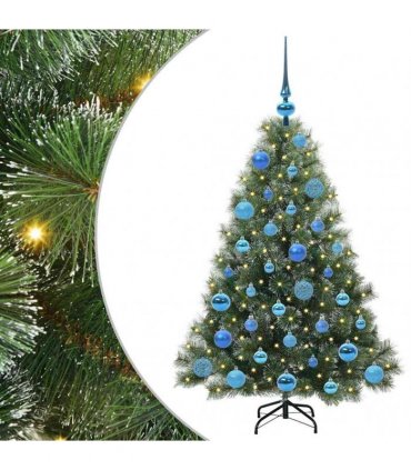 vidaXL Artificial Hinged Christmas Tree Green and white 120 cm