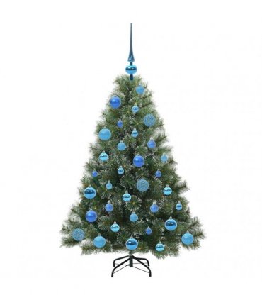 vidaXL Artificial Hinged Christmas Tree Green and white 120 cm