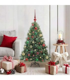 vidaXL Artificial Hinged Christmas Tree Green and white 120 cm