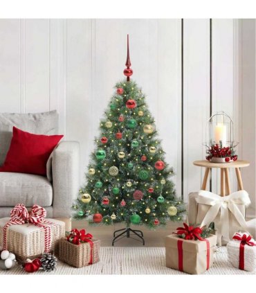 vidaXL Artificial Hinged Christmas Tree Green and white 120 cm