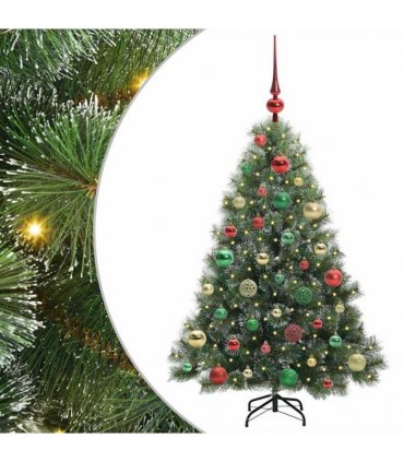 vidaXL Artificial Hinged Christmas Tree Green and white 120 cm