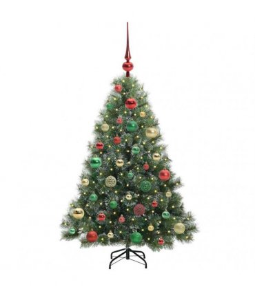 vidaXL Artificial Hinged Christmas Tree Green and white 120 cm