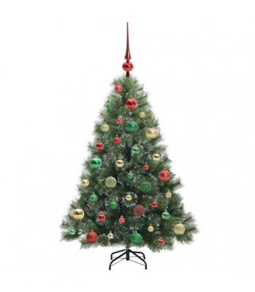 vidaXL Artificial Hinged Christmas Tree Green and white 120 cm