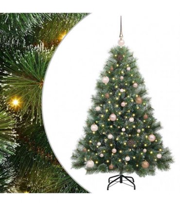 vidaXL Artificial Hinged Christmas Tree Green and white 150 cm