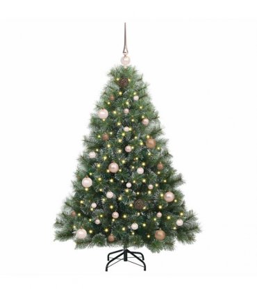 vidaXL Artificial Hinged Christmas Tree Green and white 150 cm