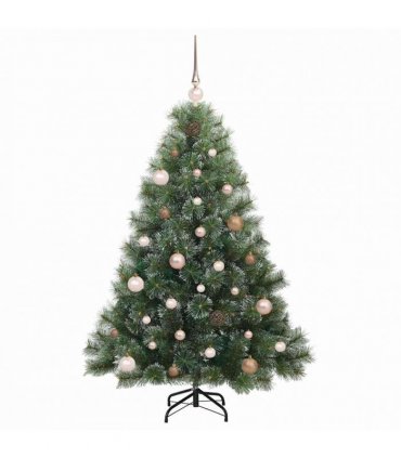 vidaXL Artificial Hinged Christmas Tree Green and white 150 cm