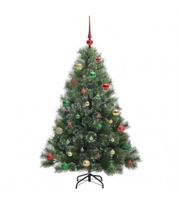 vidaXL Artificial Hinged Christmas Tree Green and white 150 cm