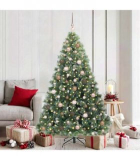 vidaXL Artificial Hinged Christmas Tree Green and white 180 cm