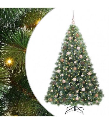 vidaXL Artificial Hinged Christmas Tree Green and white 180 cm