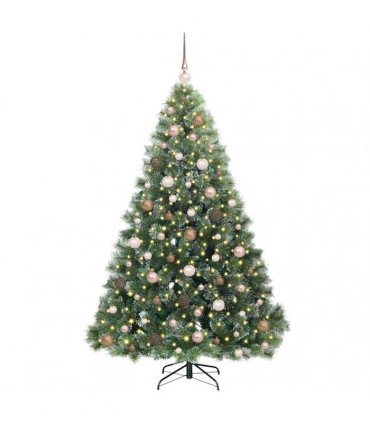 vidaXL Artificial Hinged Christmas Tree Green and white 180 cm