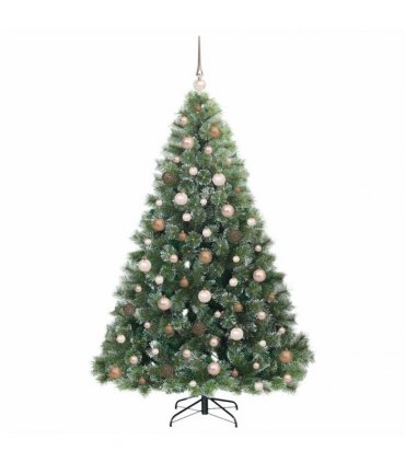 vidaXL Artificial Hinged Christmas Tree Green and white 180 cm