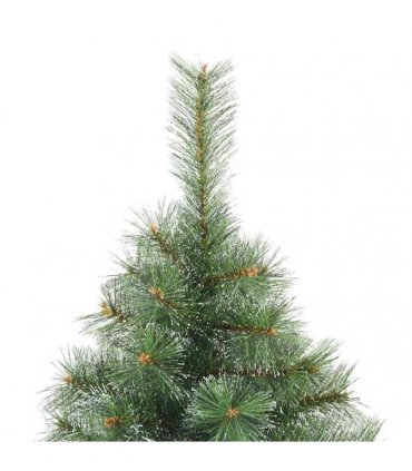 vidaXL Artificial Hinged Christmas Tree Green and white 210 cm