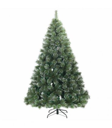vidaXL Artificial Hinged Christmas Tree Green and white 210 cm