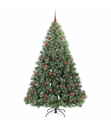 vidaXL Artificial Hinged Christmas Tree Green and white 210 cm