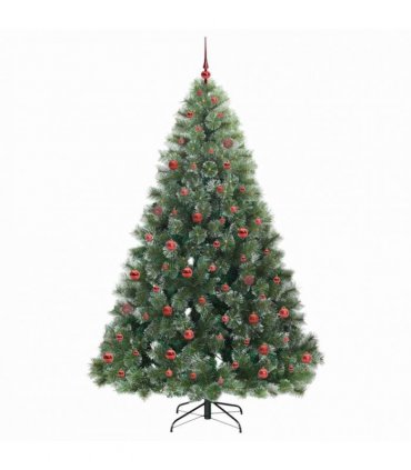 vidaXL Artificial Hinged Christmas Tree Green and white 210 cm