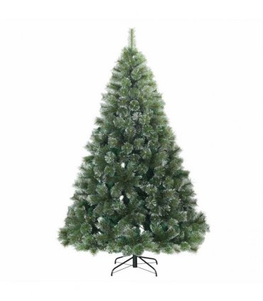 vidaXL Artificial Hinged Christmas Tree Green and white 210 cm