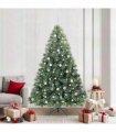 vidaXL Artificial Hinged Christmas Tree Green and white 210 cm