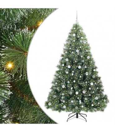vidaXL Artificial Hinged Christmas Tree Green and white 210 cm