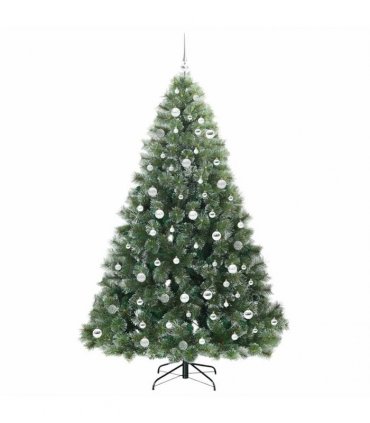 vidaXL Artificial Hinged Christmas Tree Green and white 210 cm
