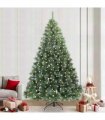 vidaXL Artificial Hinged Christmas Tree Green and white 240 cm