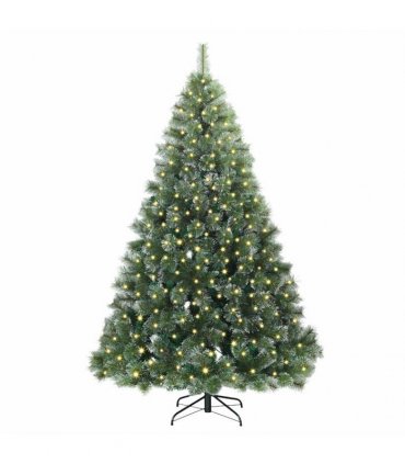 vidaXL Artificial Hinged Christmas Tree Green and white 240 cm