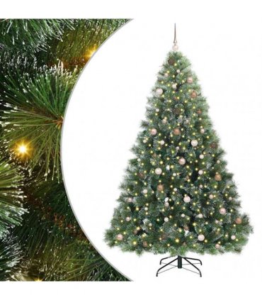 vidaXL Artificial Hinged Christmas Tree Green and white 240 cm