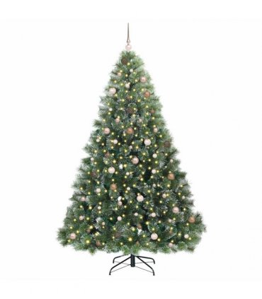vidaXL Artificial Hinged Christmas Tree Green and white 240 cm