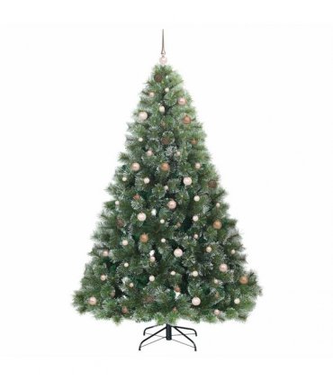vidaXL Artificial Hinged Christmas Tree Green and white 240 cm
