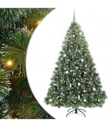 vidaXL Artificial Hinged Christmas Tree Green and white 240 cm