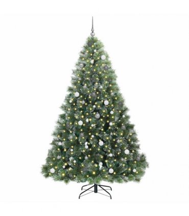 vidaXL Artificial Hinged Christmas Tree Green and white 240 cm