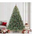 vidaXL Artificial Hinged Christmas Tree Green and white 240 cm