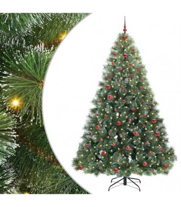 vidaXL Artificial Hinged Christmas Tree Green and white 240 cm