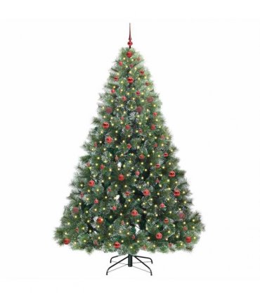 vidaXL Artificial Hinged Christmas Tree Green and white 240 cm