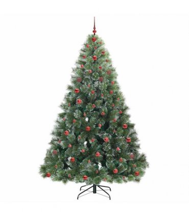 vidaXL Artificial Hinged Christmas Tree Green and white 240 cm