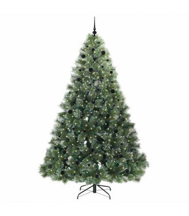 vidaXL Artificial Hinged Christmas Tree Green and white 240 cm