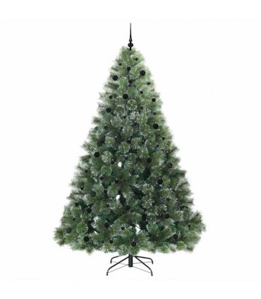 vidaXL Artificial Hinged Christmas Tree Green and white 240 cm