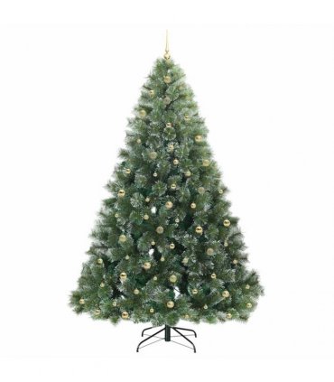 vidaXL Artificial Hinged Christmas Tree Green and white 240 cm