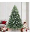 vidaXL Artificial Hinged Christmas Tree Green and white 240 cm