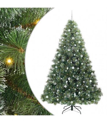 vidaXL Artificial Hinged Christmas Tree Green and white 240 cm