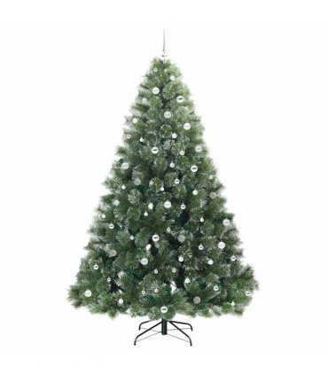 vidaXL Artificial Hinged Christmas Tree Green and white 240 cm