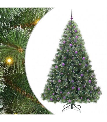 vidaXL Artificial Hinged Christmas Tree Green and white 240 cm