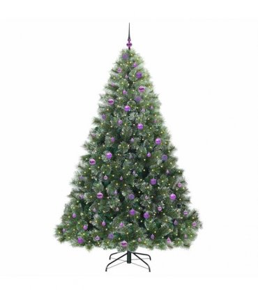 vidaXL Artificial Hinged Christmas Tree Green and white 240 cm