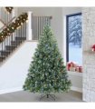 vidaXL Artificial Hinged Christmas Tree Green and white 240 cm