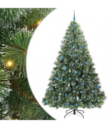 vidaXL Artificial Hinged Christmas Tree Green and white 240 cm