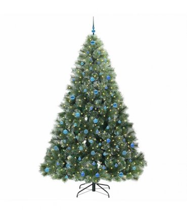 vidaXL Artificial Hinged Christmas Tree Green and white 240 cm