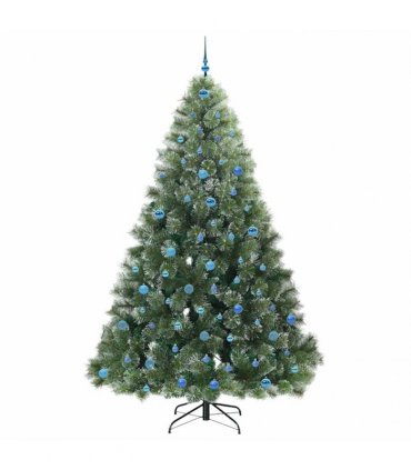 vidaXL Artificial Hinged Christmas Tree Green and white 240 cm