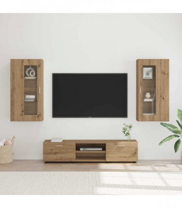 vidaXL TV Cabinet Set FLORIN 3 pcs 150 x 39 x 30 cm Artisan Oak